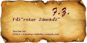 Fürster Zdenkó névjegykártya